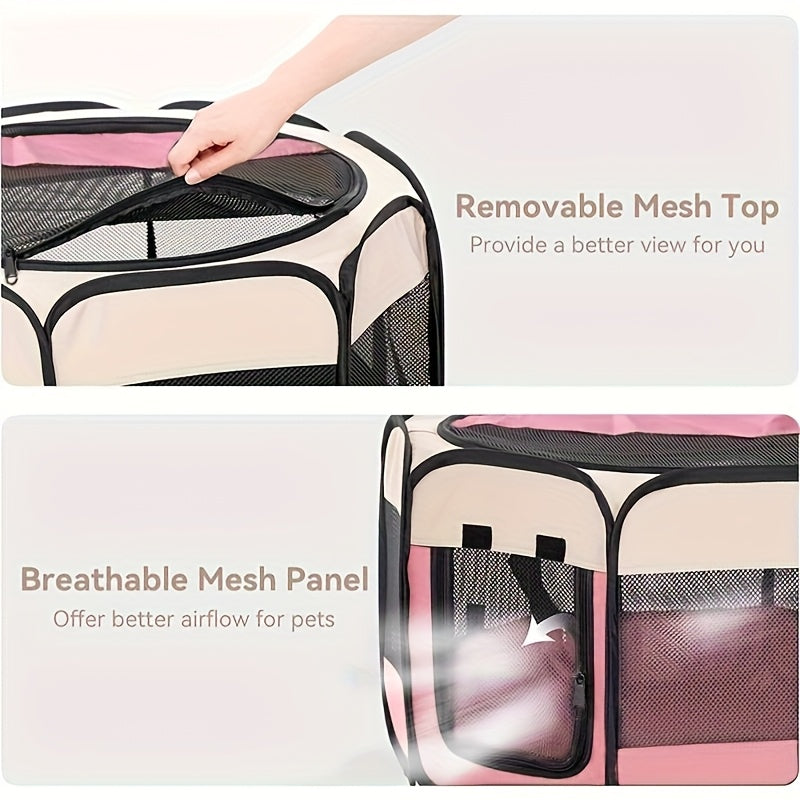 Foldable Octagonal Pet Enclosure Tent – Oxford Scratch-Resistant Dog & Cat Kennel, Playpen & Maternity Room for Indoor Use