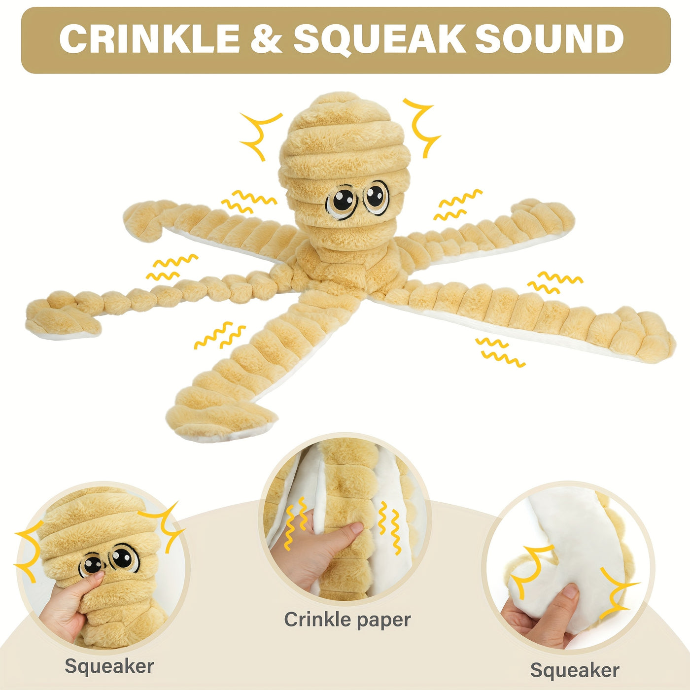 Squeaky Octopus Dog Toy – Soft Plush Stuffed Chew Toy with Squeaker for Small Medium Large Dogs, Teeth Cleaning, 6 Colors, Cute Puppy Gift