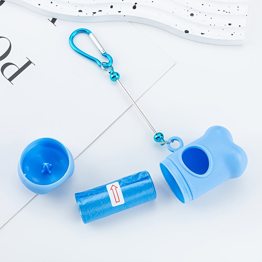 Dog Poop Bag Dispenser DIY Beaded Keychain D-Hook with Bone-Shaped Waste Bags for Outdoor Dog Walking