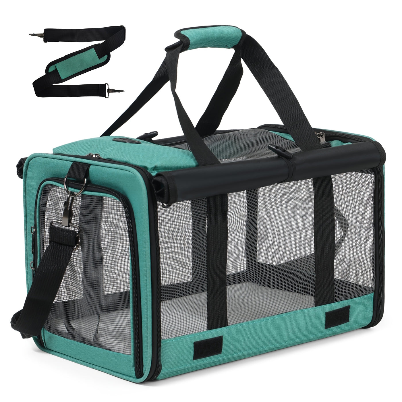 Airline Approved Soft-Sided Pet Carrier for Medium Cats & Small Dogs – Breathable Collapsible Oxford Travel Bag with Zipper, Optional Combo with Collar & Tether