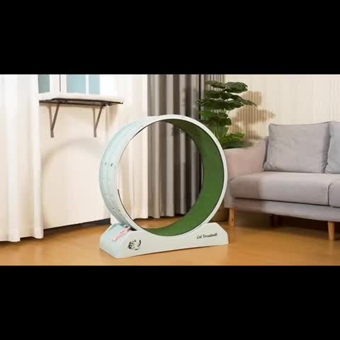 Cat Exercise Wheel Treadmill XXL – Durable Plastic Indoor Running Wheel for All Breed Sizes, No Battery Needed, Cartoon Design Cat Fitness Toy