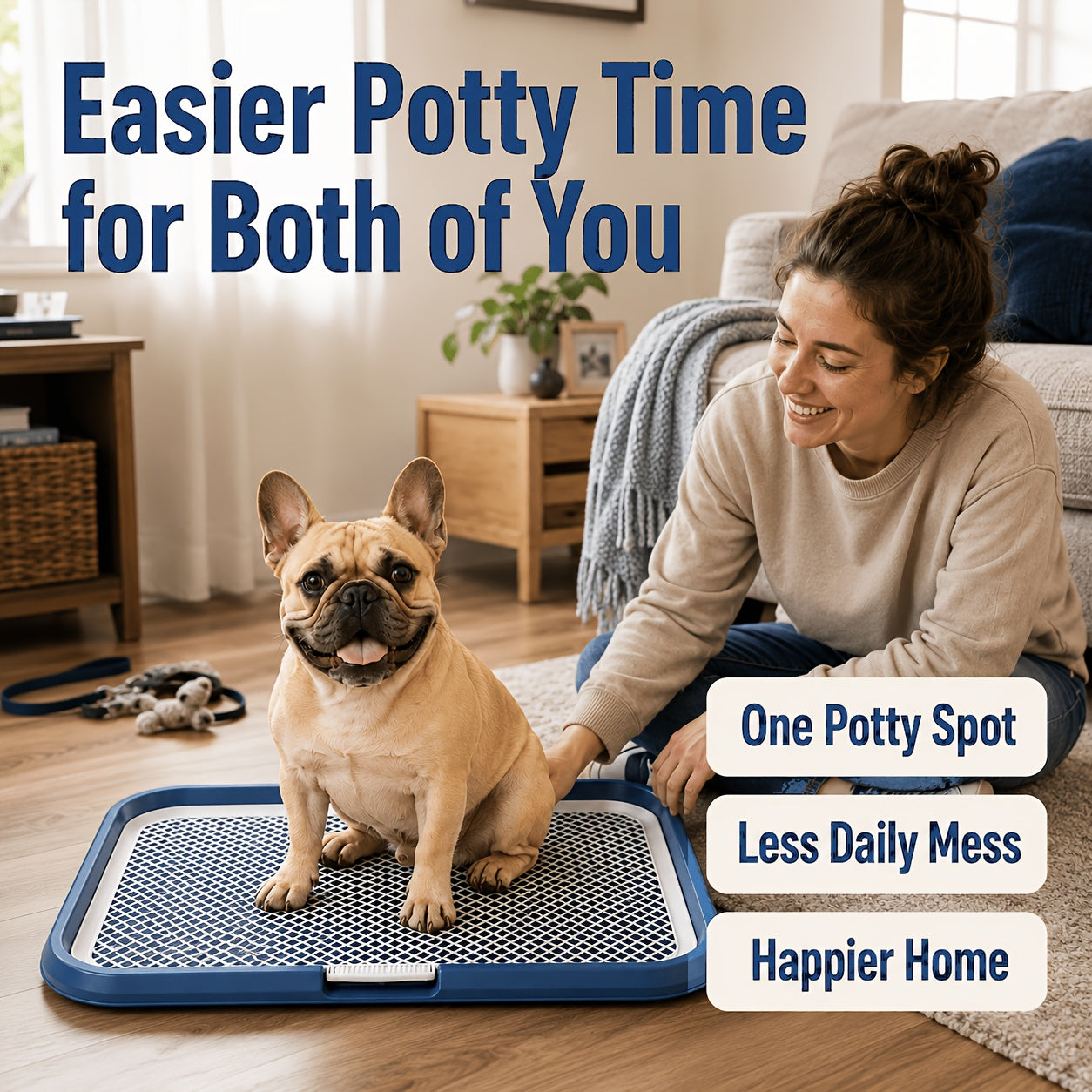 Dog Potty Tray with Removable Grating Leak-Proof Indoor Dog Toilet Pee Pad Holder for Puppy Training Apartments Small Dogs Washable Reusable