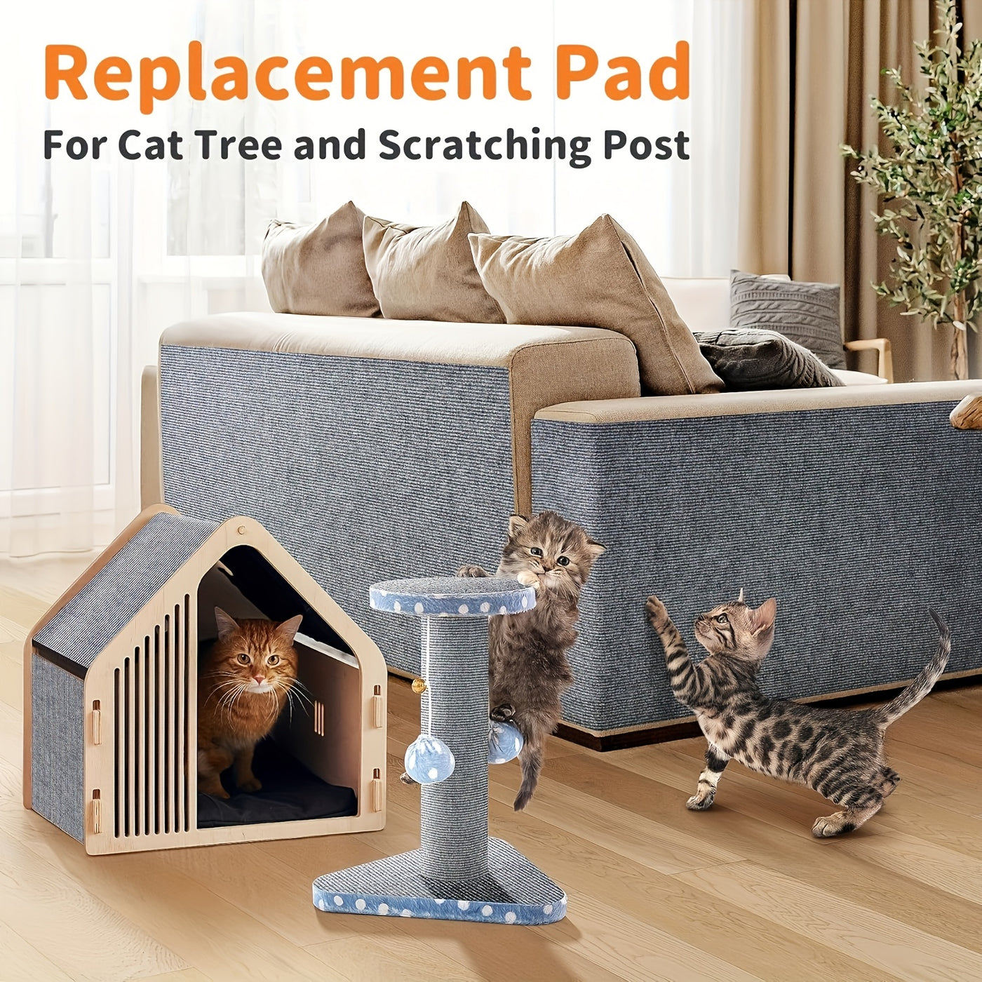 Self-Adhesive Cat Scratching Pad – Durable Sofa & Wall Protector Scratch Sticker for Indoor Cats, Small & Large, Multi-Pack