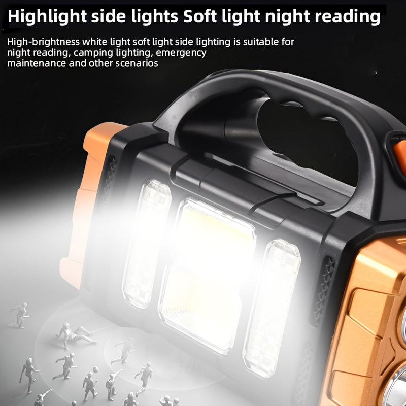 Solar & USB Rechargeable LED Lantern Flashlight – 1800mAh COB Work Light, 4 Modes, Emergency Power Bank, IPX4 Waterproof, Portable Camping Lantern, 1 or 2 Pack