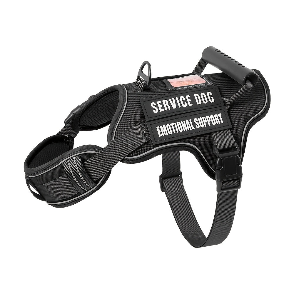 Tactical Dog Harness MOLLE with Control Handle S-L - Adjustable Reflective No-Pull Pet Vest for Walking & Training, No Choking, Khaki Linen Black Red Blue Sky Blue
