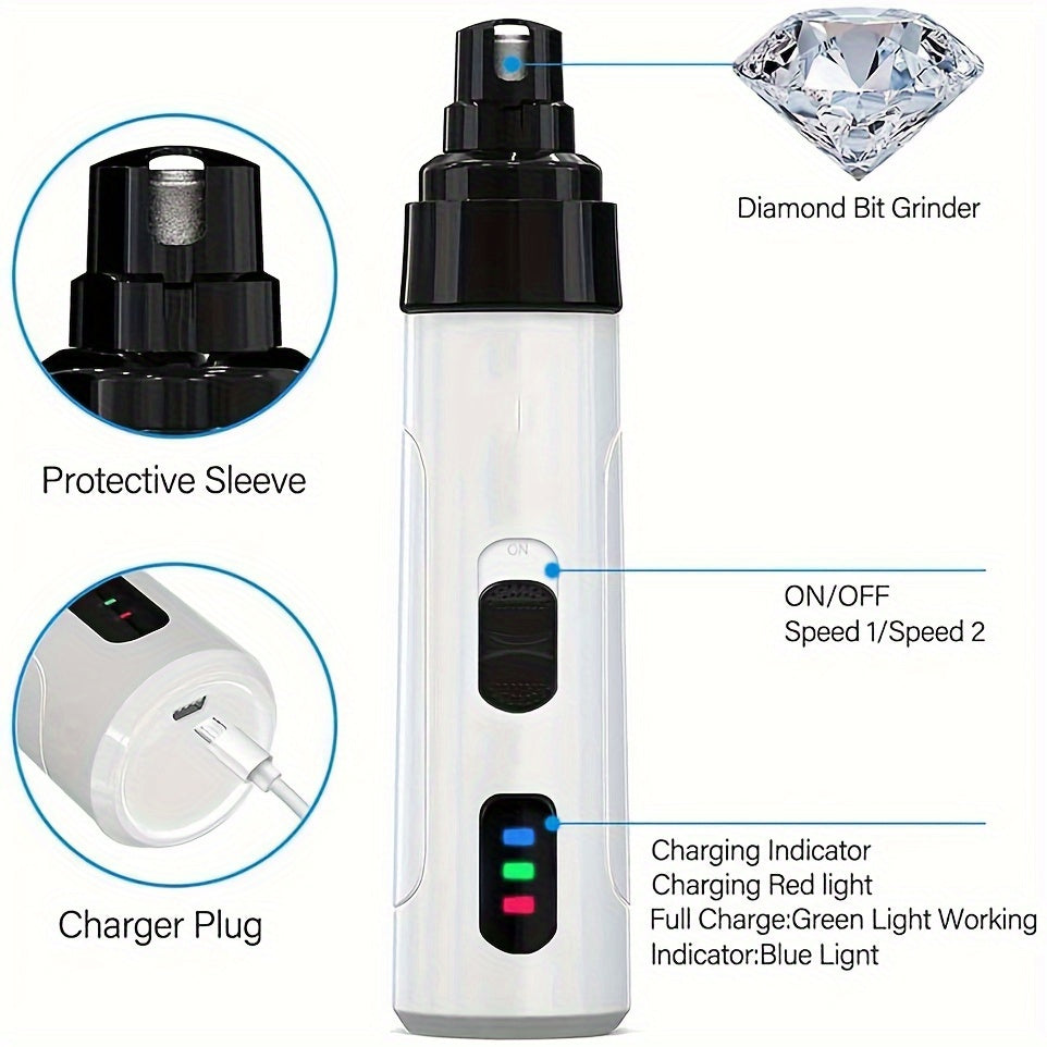 Electric Dog Nail Grinder Quiet & Painless – Silent Pet Nail Trimmer for Dogs & Cats, Upgraded LED Screen Long Battery Life | Smooth Paws Grooming Tool