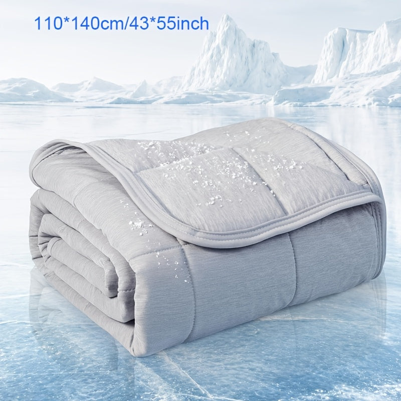Dog Cooling Mat 43x55 Inch 0.4 Q-MAX Washable Cool Touch Blanket for Large Dogs Summer Bed Cover Gray