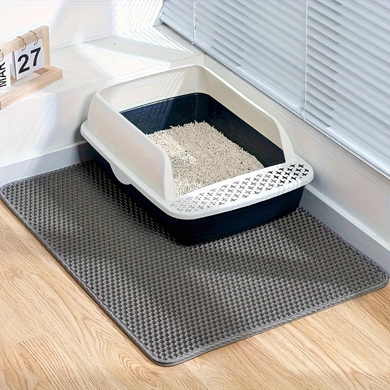 Honeycomb Cat Litter Mat Double Layer – Extra Large Litter Catcher, Non-Slip Machine Washable Splashproof Pad, Soft Safe for Paws, Multi-Cat Households
