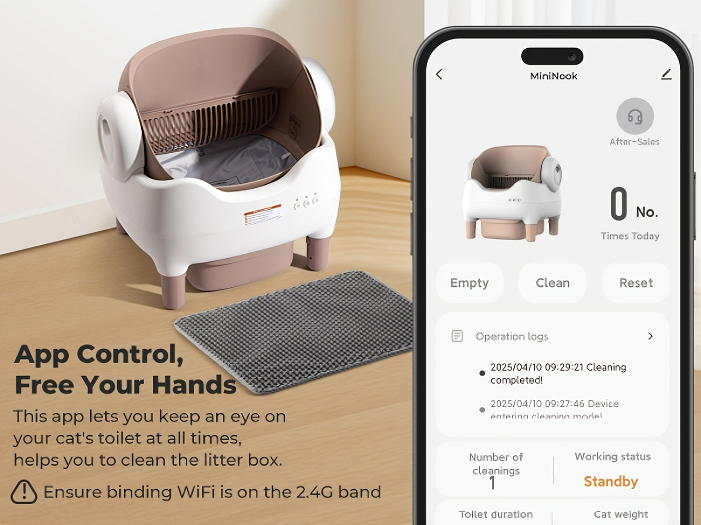 Self-Cleaning Cat Litter Box App Control Open Top Smart Auto Litter Box with Infrared Sensors Dual Deodorization Ultra-Quiet Kitten Safe 10L Waste Bin