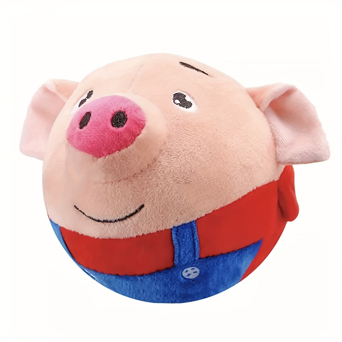 Electric Cartoon Pig Dog Toy – USB Rechargeable Auto Rolling Squeaky Vibrating Interactive Dog Toy Ball, Washable Electronic Pet Toy for Active Dogs, Blue & Red