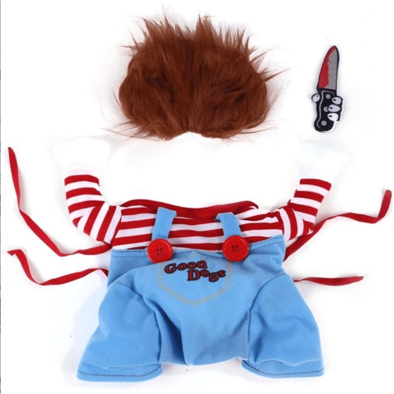 Halloween Dog Costume Deadly Doll Cosplay Outfit for Small Medium and Large Dogs – Funny Party Dress Up Clothes for Christmas and Halloween Sizes M to XL