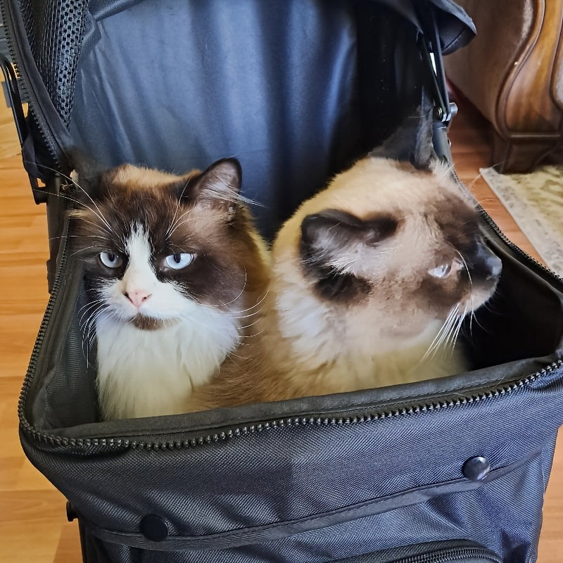 Travel Portable Pet Stroller Up to 33 Lbs – Foldable Dog & Cat Stroller for Small Puppies, Outdoor Walks & Trips | Black, Dark Green, Teal Blue, Light Pink