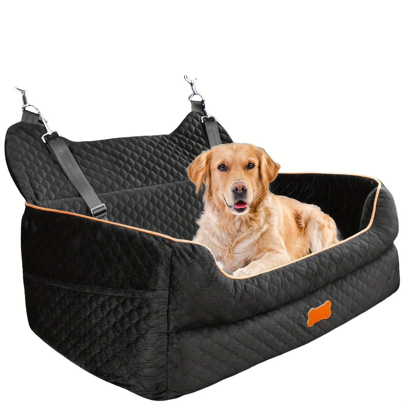 Dog Car Booster Seat for Medium Large Dogs – Washable Pet Car Seat with Thick Cushion, Safety Leash & Removable Cover for Back Seat Travel
