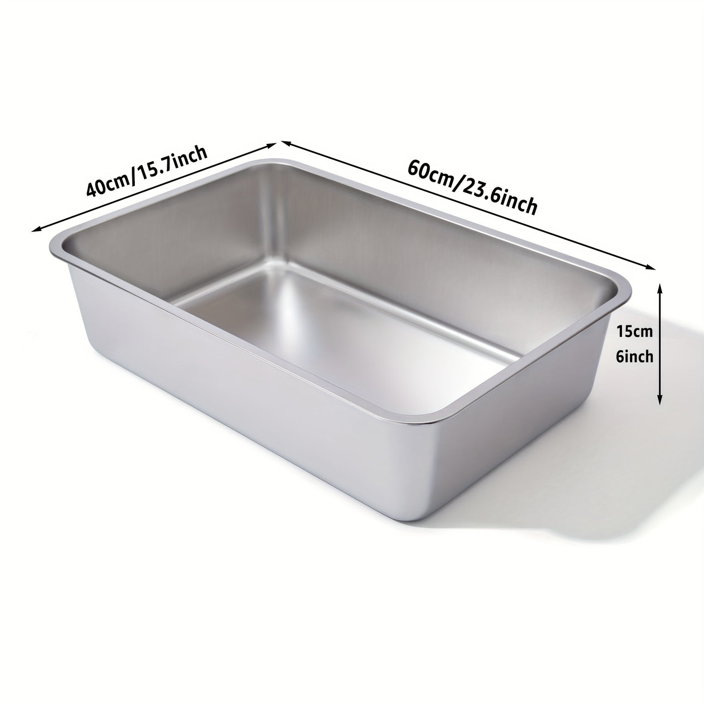 Stainless Steel Cat Litter Box 2 Pack Extra Large 6 Inch Deep High Sides XL Metal Litter Box for Big Cats Easy to Clean Corner Fit
