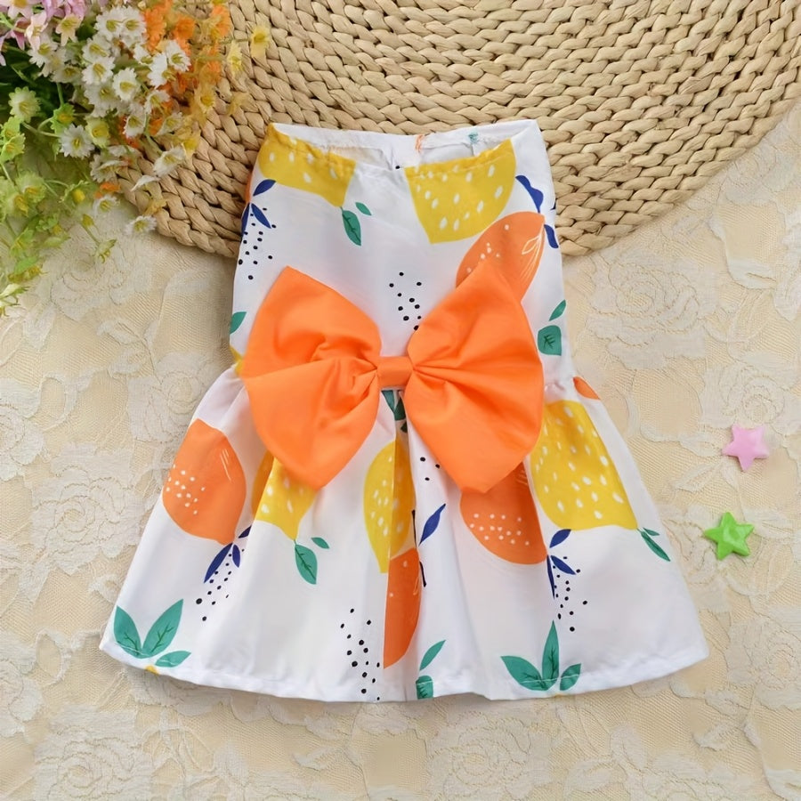 Girl Dog Dress Set of 5 Styles – Cute Princess Bow & Flower Puppy Dresses for Small Dogs Cats, Summer Pet Clothes for Yorkshire Female Small Pets, Photoshoot Party Gift