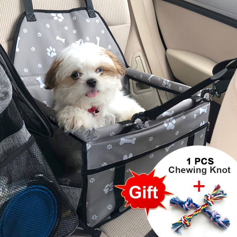Dog Car Booster Seat & Travel Carrier – Oxford Breathable Foldable Washable Pet Car Seat with Safety Leash, Adjustable Straps & Elevated View for Small Dogs and Cats