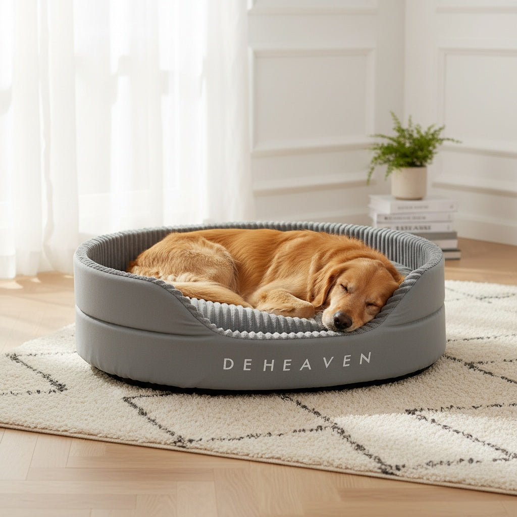 Washable Dog Bed for Medium & Large Dogs – Deluxe Double-Sided, High & Low Sides, All-Season Detachable Mat