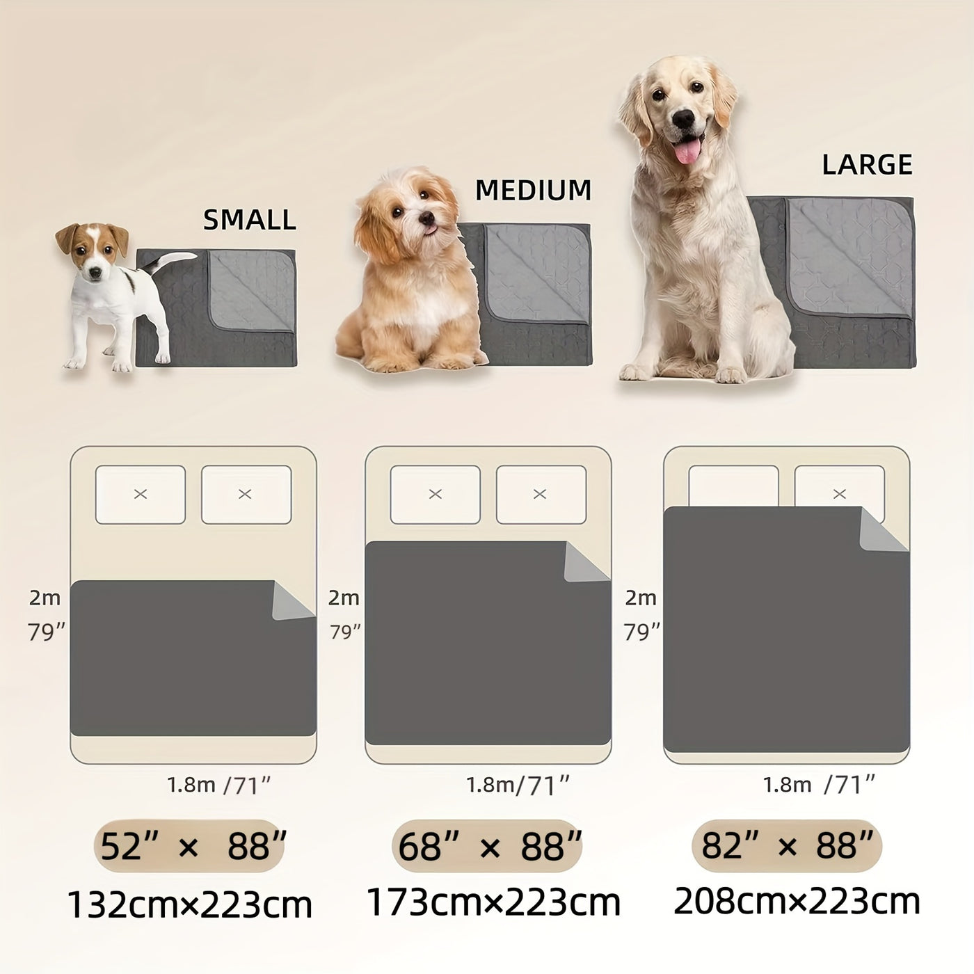 Extra Large Reversible Waterproof Dog Blanket – Double-Sided Bone Pattern, Machine Washable Sofa & Bed Protector for Small Medium Large Dogs & Cats, Indoor & Outdoor Use