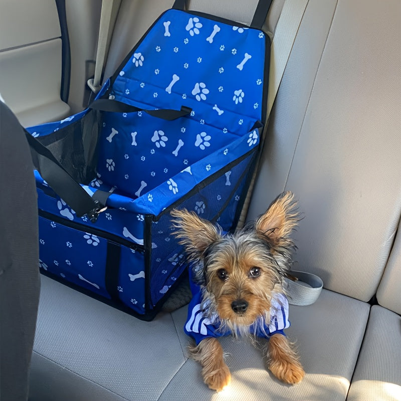 Dog Car Booster Seat & Travel Carrier – Oxford Breathable Foldable Washable Pet Car Seat with Safety Leash, Adjustable Straps & Elevated View for Small Dogs and Cats