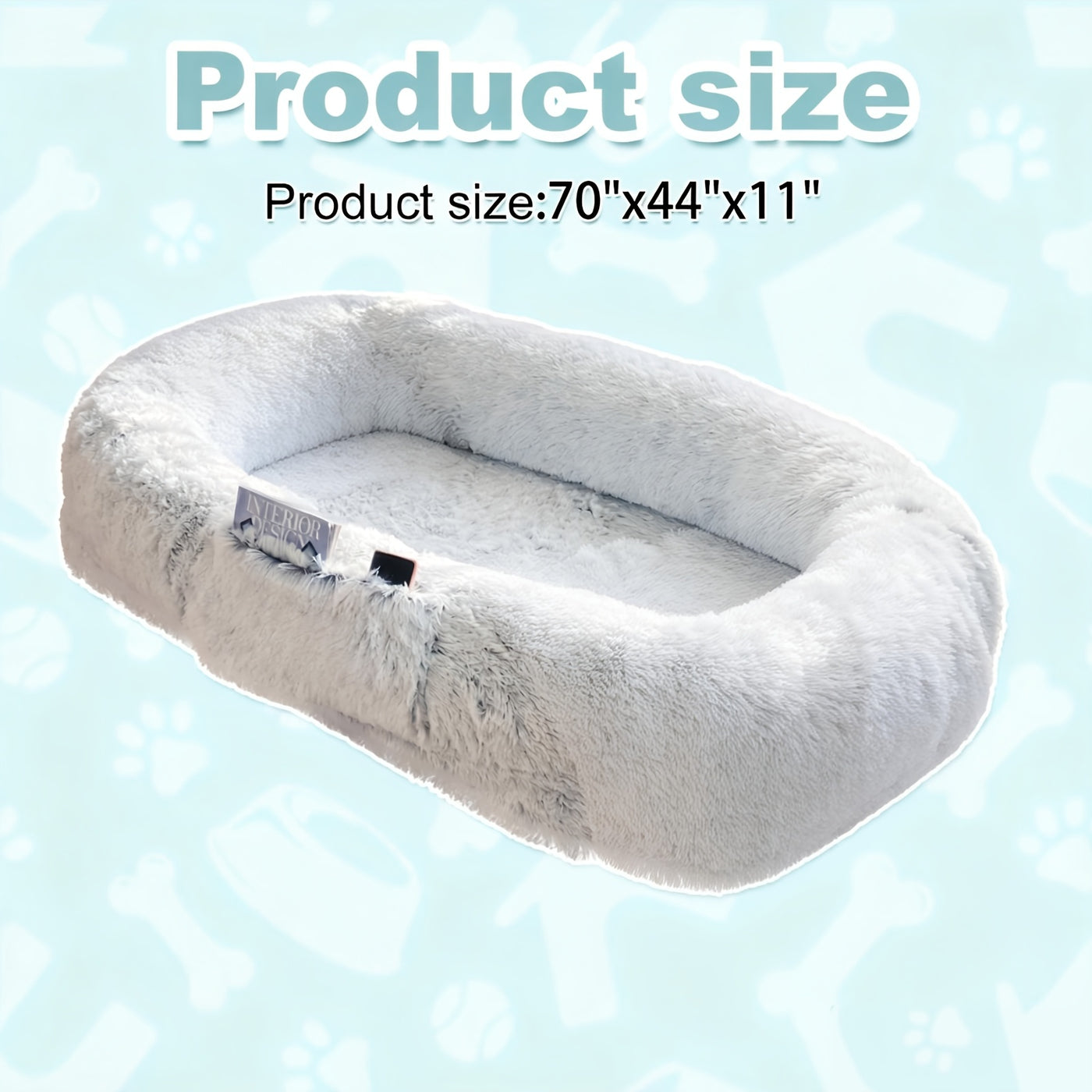 Human Dog Bed 70x44x11 Inch Giant Faux Fur Orthopedic Bed for People & Pets - Washable Non-Slip Extra Large Dog Bed for Adults, Napping, Lounging, All Breeds