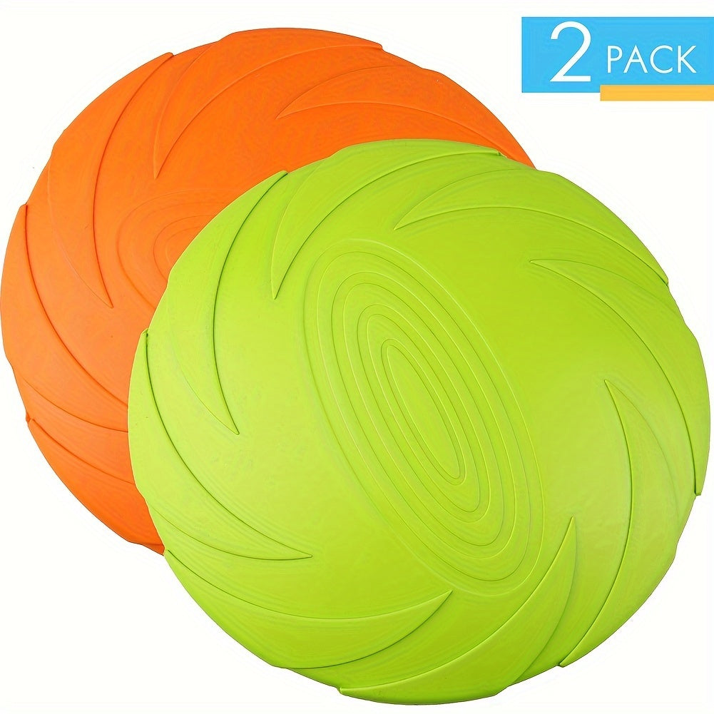 Natural Rubber Dog Flying Disc 2-Pack – 7" Durable Floating Frisbee for Fetch, Water Play & Beach – Doubles as Water Bowl, Safe for All Dogs