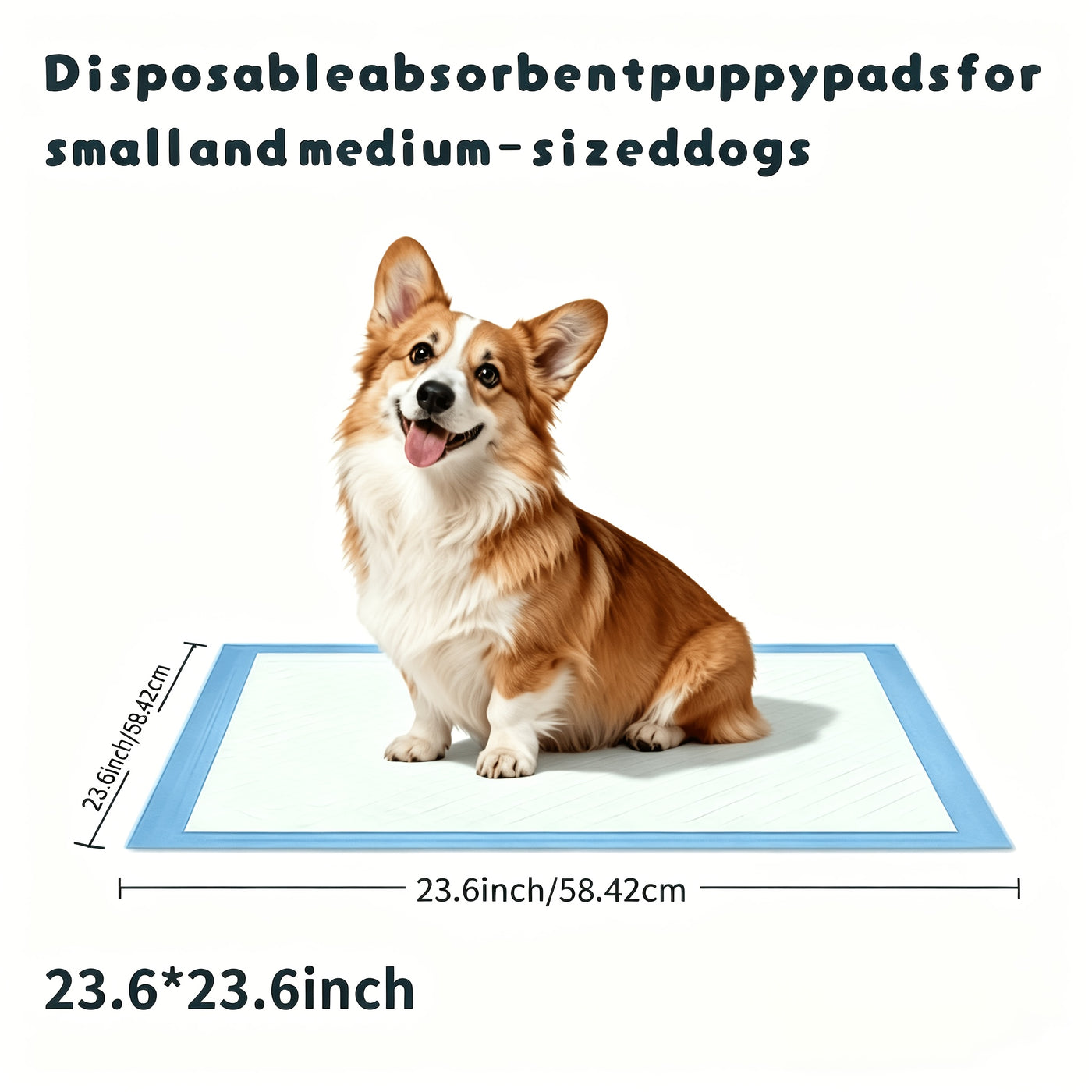 Super Absorbent Disposable Pet Pee Pads 23.6x23.6 Inch - Leak-Proof SAP Training Pads for Puppies Dogs Cats Rabbits, 50/100/200 Count Bulk Pack