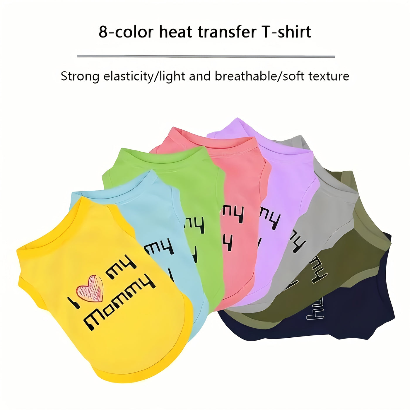 Set of 4 Dog T-Shirts – "I Love My Mom" Embroidered Sleeveless Vest for Small Medium Large Dogs, Breathable Summer Pet Shirts, Cute Dog Clothes Gift Set