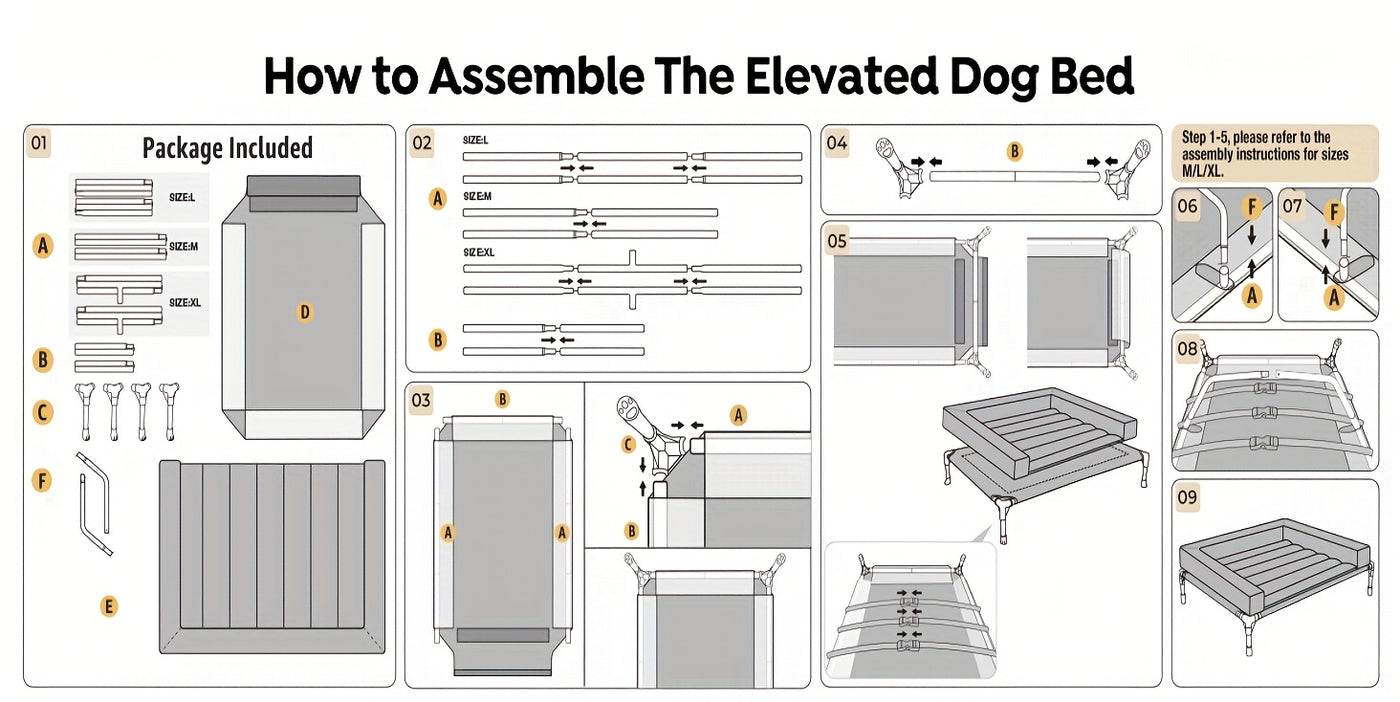 Elevated Cooling Dog Bed with Removable Pillow-Top Bolster Mat - Raised Dog Cot, Breathable Mesh, No-Slip Feet, Steel Frame, Indoor & Outdoor, 4 Sizes, 5 Colors