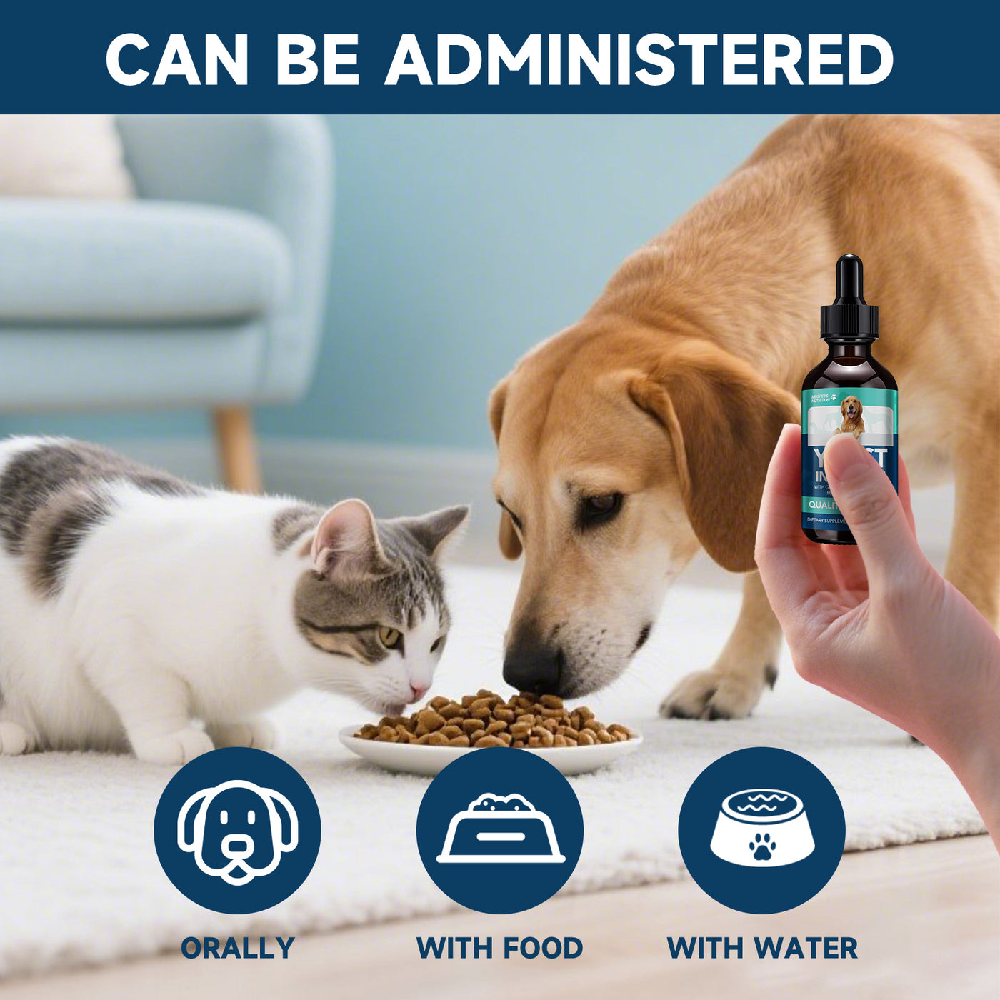 Yeast Health Drops for Dogs and Cats 60ml – Skin and Ear Support Liquid Supplement Easy Absorb All Breeds Ages