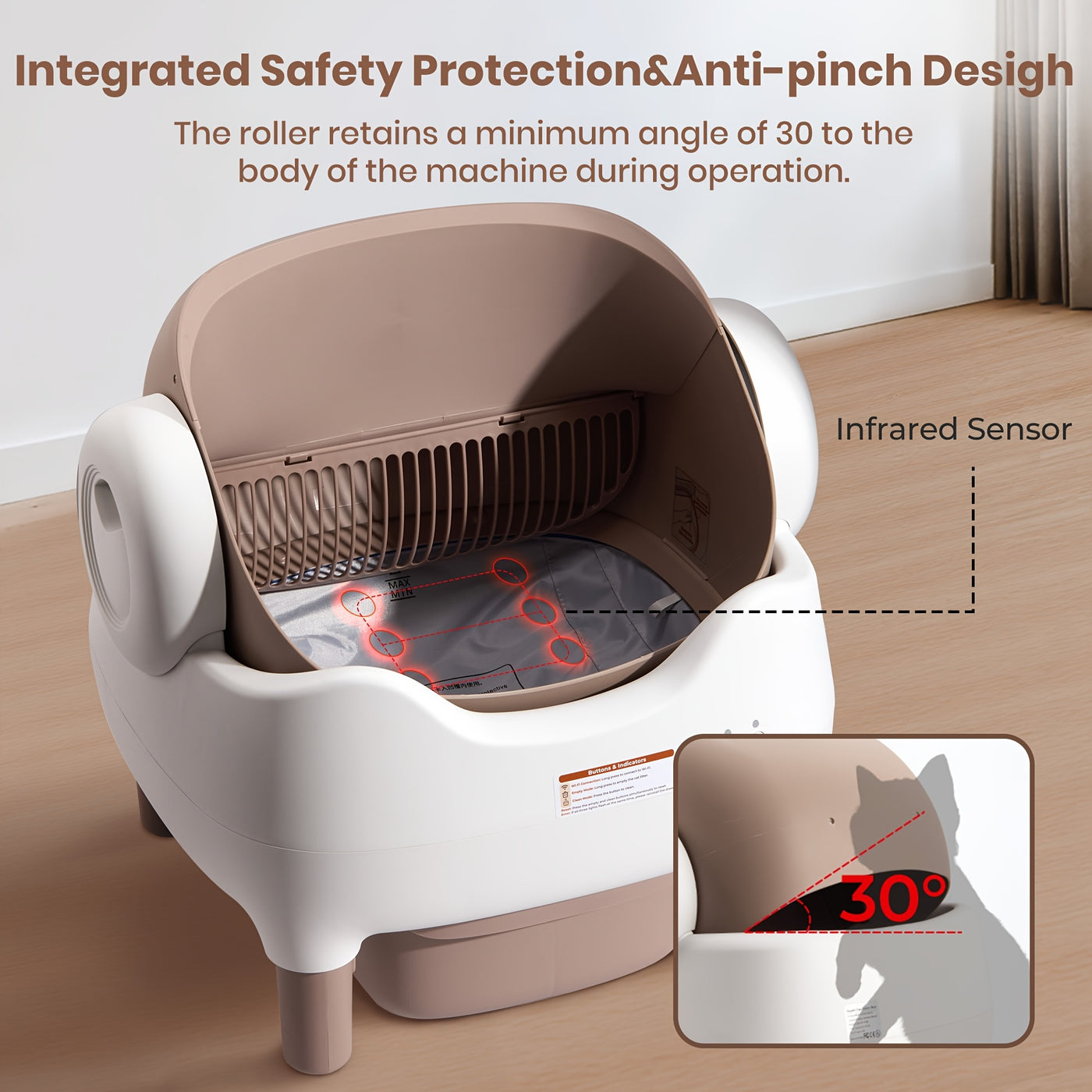 Self-Cleaning Cat Litter Box App Control Open Top Smart Auto Litter Box with Infrared Sensors Dual Deodorization Ultra-Quiet Kitten Safe 10L Waste Bin