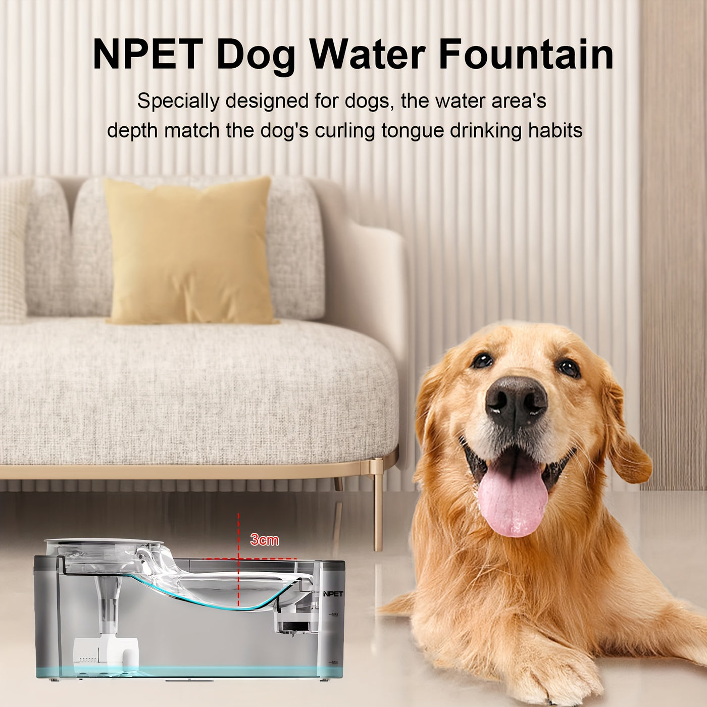 Automatic Pet Water Fountain 1.3-2 Gallon USB Low Voltage with Splatter Guard & Cleaning Kit - Dog Cat Multi-Pet Drinking Dispenser