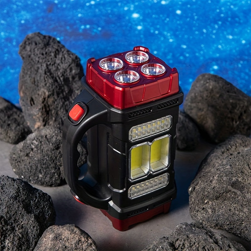 Solar & USB Rechargeable LED Lantern Flashlight – 1800mAh COB Work Light, 4 Modes, Emergency Power Bank, IPX4 Waterproof, Portable Camping Lantern, 1 or 2 Pack