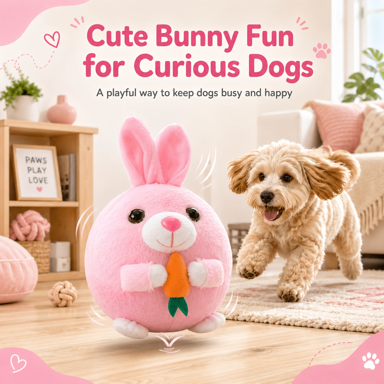 Rolling Bouncing Dog Toy with Motion Sensor & Animal Sounds – USB Rechargeable, Recording Mode, Washable, for Puppies & Small Dogs, Single or 2-Pack