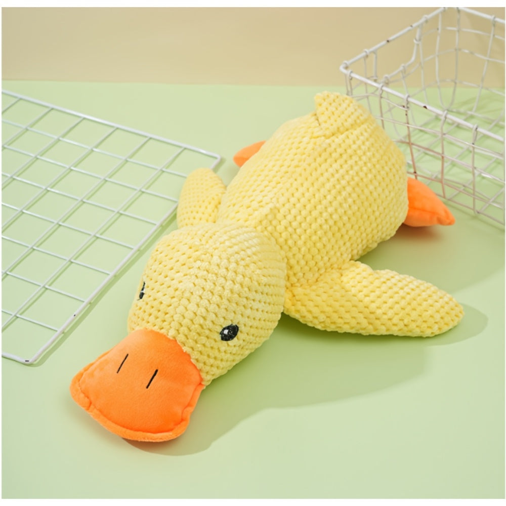 Large Squeaky Plush Duck Dog Toy – Bite-Resistant Soft Chew Toy for Puppies & Large Breed Dogs, Durable Stuffed Animal Teething Toy for Golden Retrievers, Corgis, Pomeranians & All Breeds