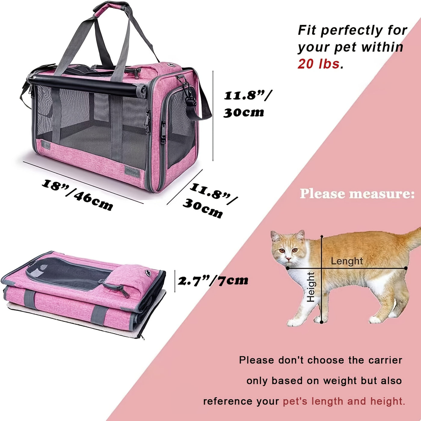 Airline Approved Soft-Sided Pet Carrier for Large Medium Cats & Small Dogs – Breathable Collapsible Travel Bag, Multiple Colors, Optional Combo with Bowls & Pet Glove