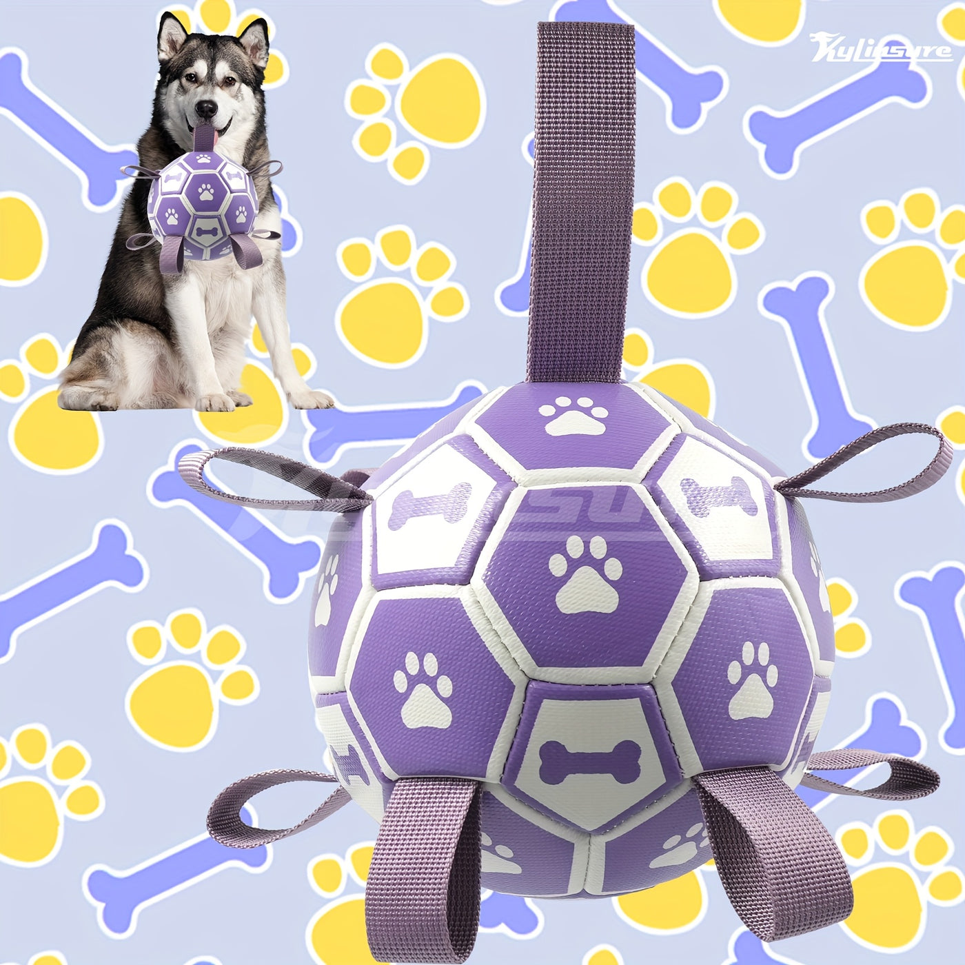 Natural Rubber Football Dog Chew Toy with Straps & Pump – Durable Interactive Fetch Ball for Teeth Cleaning, Training & Play for Small Medium Large Dogs