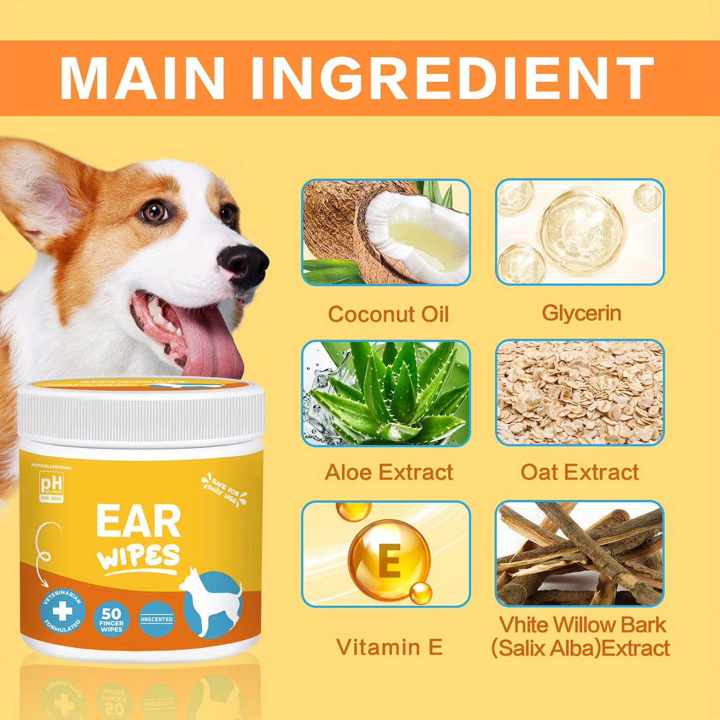 Pet Grooming Wipes for Dogs & Cats - Dental Wipes, Ear Wipes, Eye Wipes & Teeth Cleaning Kit, Coconut Scent, Soothing & Deodorizing for All Breed Sizes