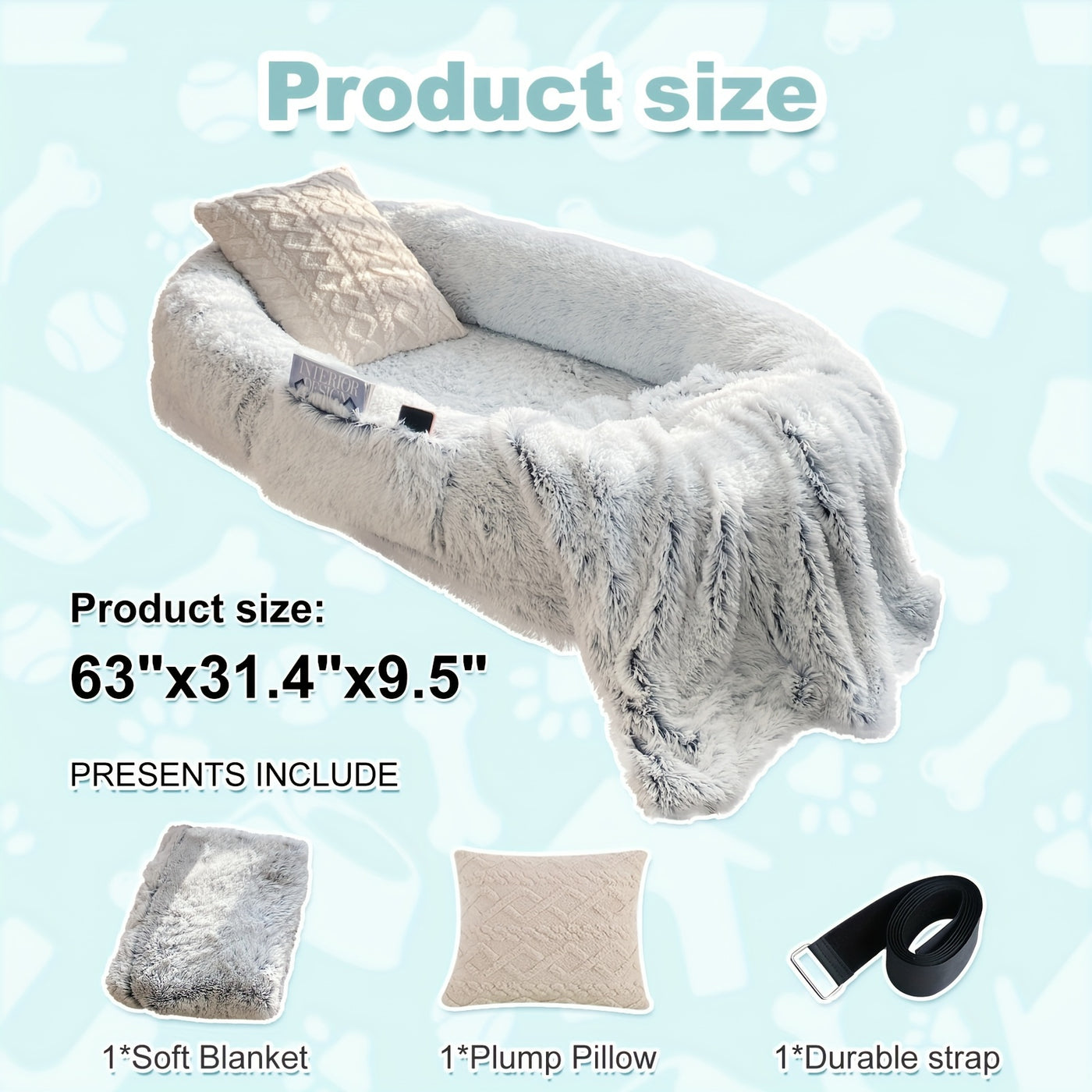 Human Dog Bed 70x44x11 Inch Giant Faux Fur Orthopedic Bed for People & Pets - Washable Non-Slip Extra Large Dog Bed for Adults, Napping, Lounging, All Breeds