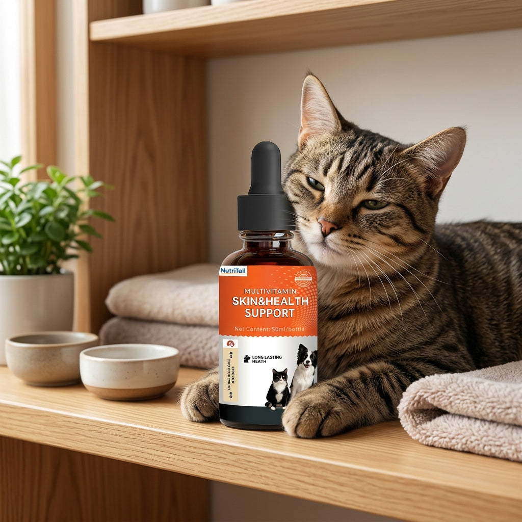 Multivitamin Oral Liquid for Cats and Dogs 50ml – Skin & Hair Health Daily Supplement, Rich in Multiple Vitamins