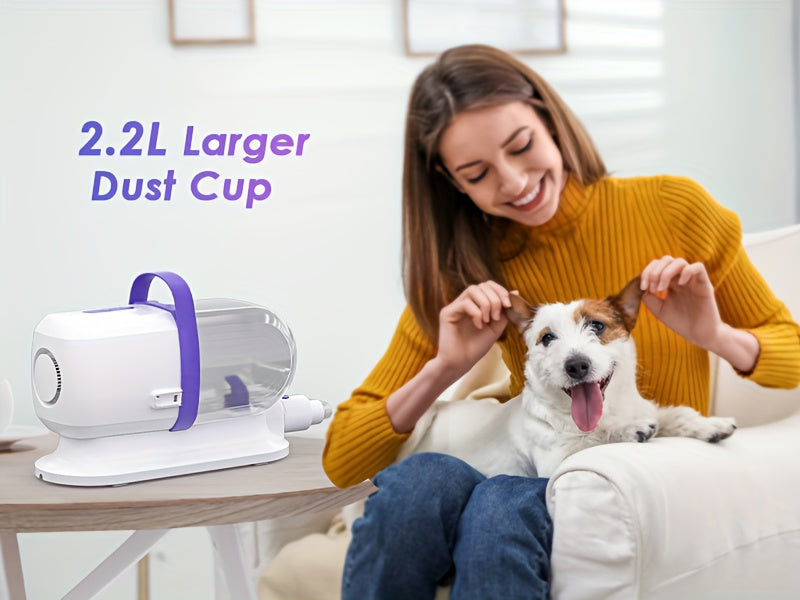 8-in-1 Pet Grooming Vacuum & Dog Hair Vacuum 12000Pa – Low Noise, 3 Suction Levels, 6 Grooming Tools, 74.39oz Large Dust Cup for Shedding Dogs & Cats | Orange & Purple