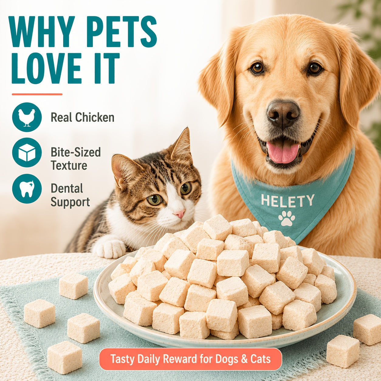 Freeze-Dried Chicken Dog Treats High-Protein Single Ingredient Natural Raw Freeze Dried Treats for Dogs 3.52oz