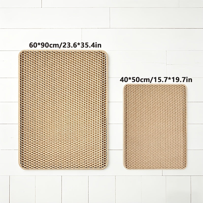 Cat Litter Mat Double Layer EVA Non-Slip Waterproof Washable Soft Litter Trapping Mat for Litter Box Easy to Clean Multiple Sizes
