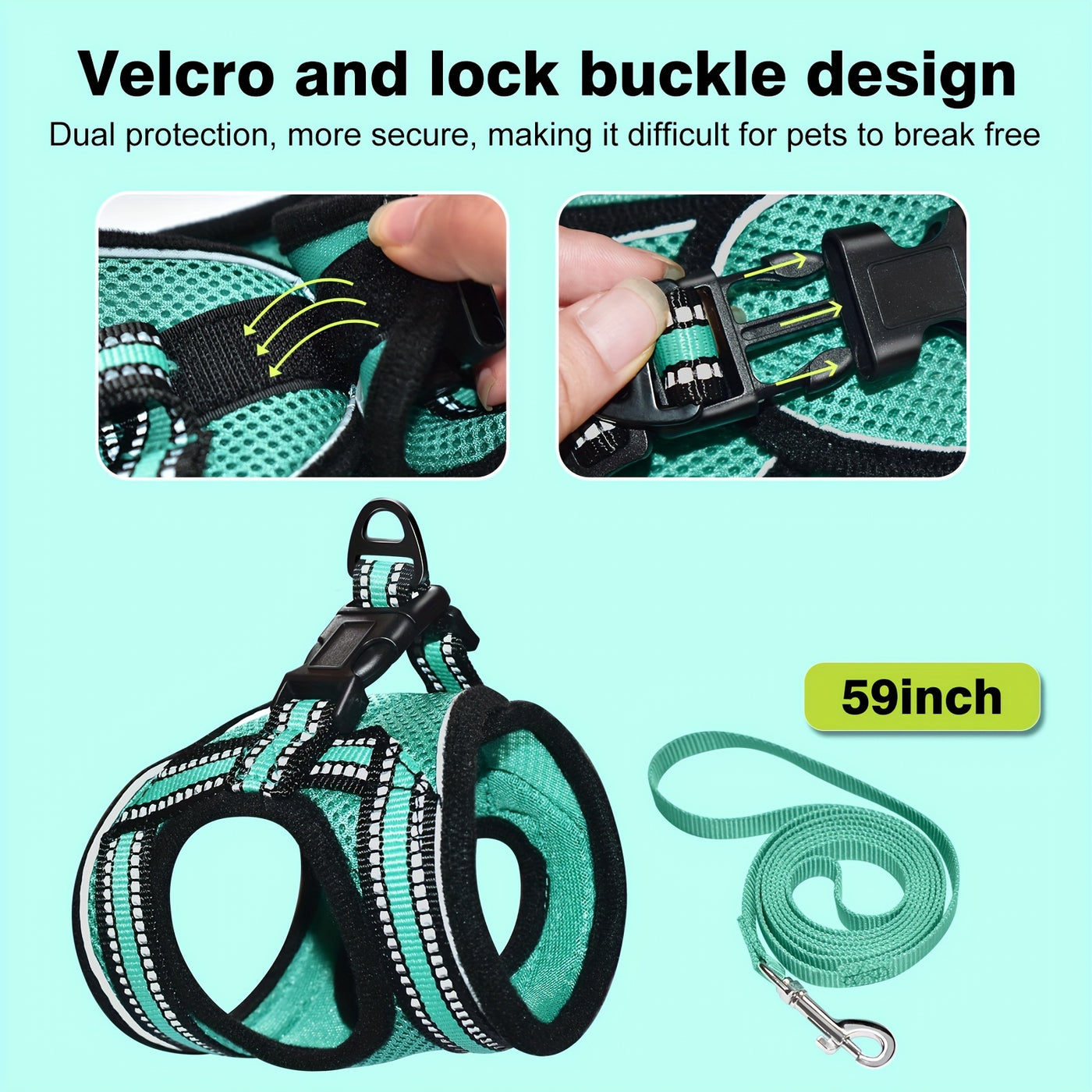 Escape-Proof Cat Harness and Leash Set – Adjustable Soft Mesh Vest with Reflective Strip for Cats & Kittens, Safe Outdoor Walking Gear, Multiple Colors & Sizes