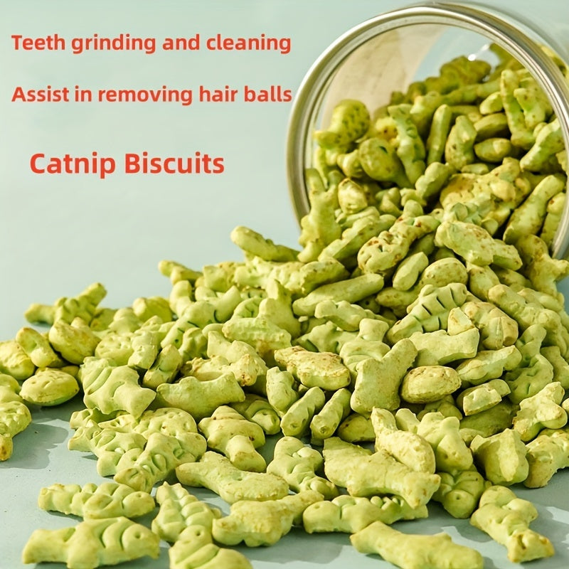 Catnip Cookie Cat Treats for Indoor Cats – Hairball Relief, Dental Health & Stress Relief, Fish-Shaped Natural Bites, 2PCS / 4PCS Value Pack
