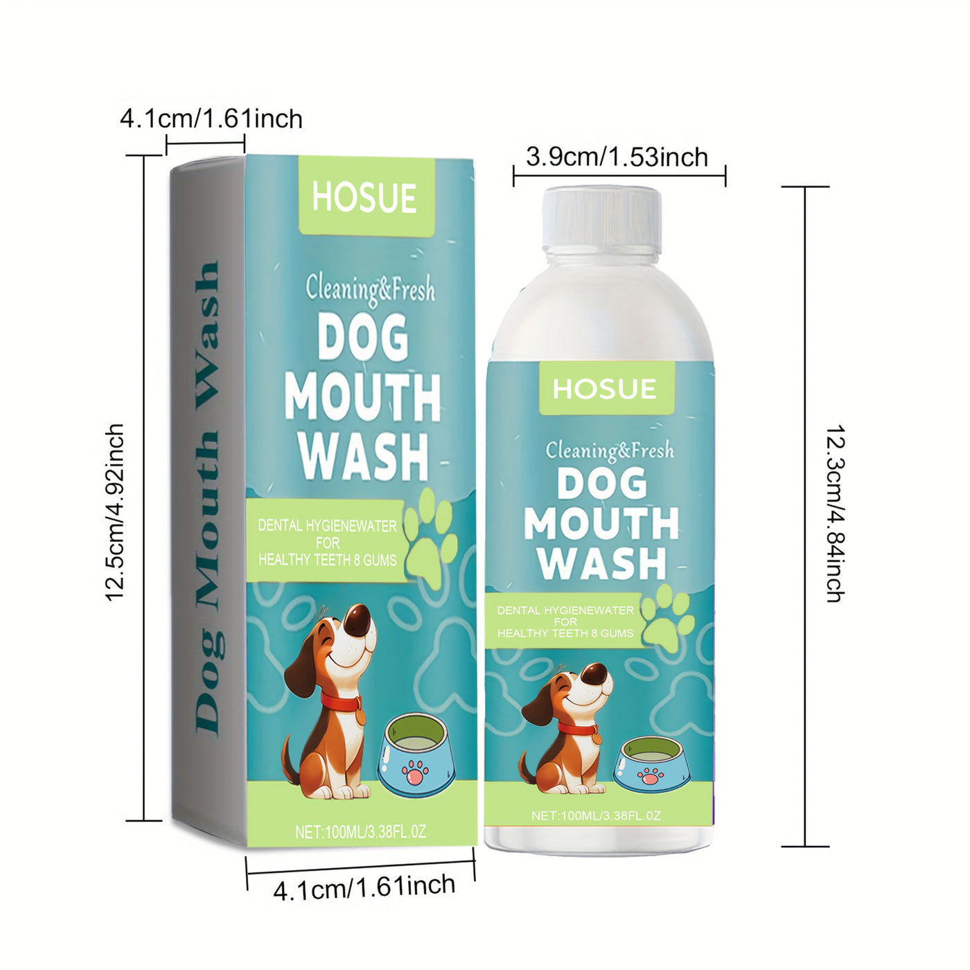 Dog Mouthwash for Fresh Breath 100ml – Peppermint Natural Dental Water Additive Oral Care Liquid for Dogs