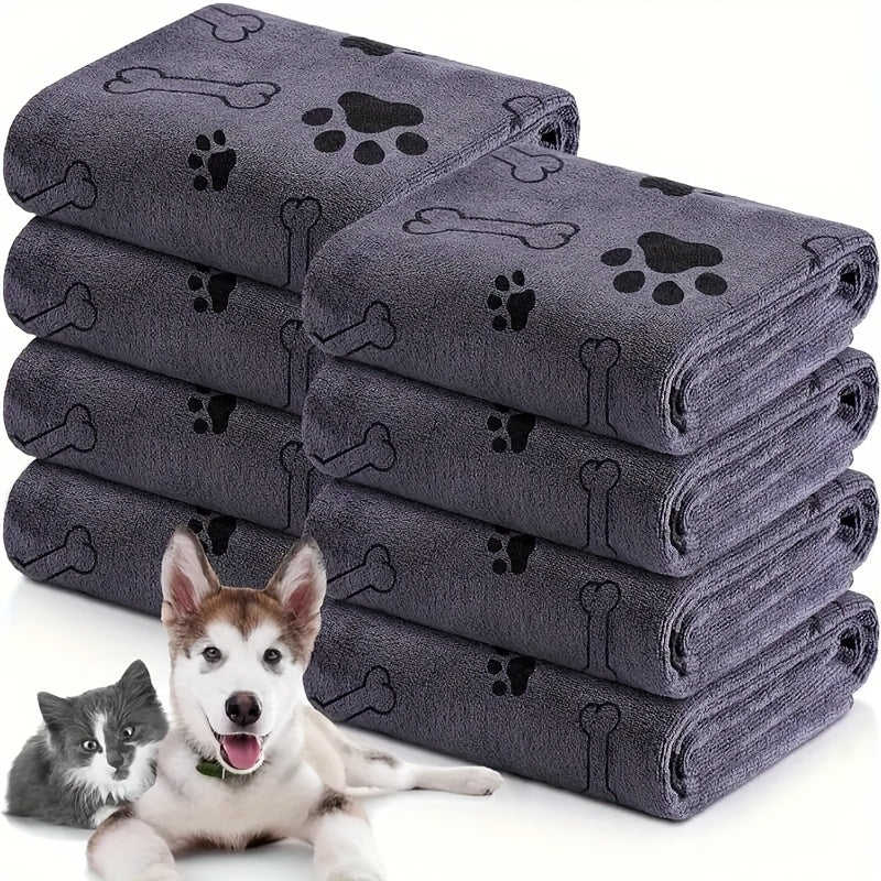 Large Quick-Dry Pet Bath Towel for Dogs & Cats - Super Absorbent Soft Microfiber, 40x24 Inches, Gray / Blue / 2-Pack
