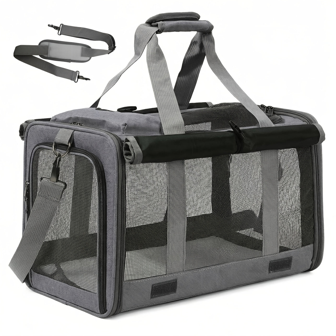 Airline Approved Soft-Sided Pet Carrier for Medium Cats & Small Dogs – Breathable Collapsible Oxford Travel Bag with Zipper, Optional Combo with Collar & Tether