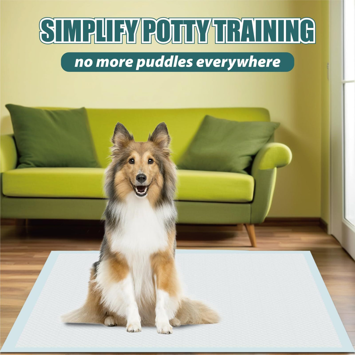 Heavy Duty Dog Pee Pads 24x24 Inch 6-Layer Thick Super Absorbent Leak-Proof Odor-Locking Disposable Puppy Training Pads for Dogs Cats Rabbits
