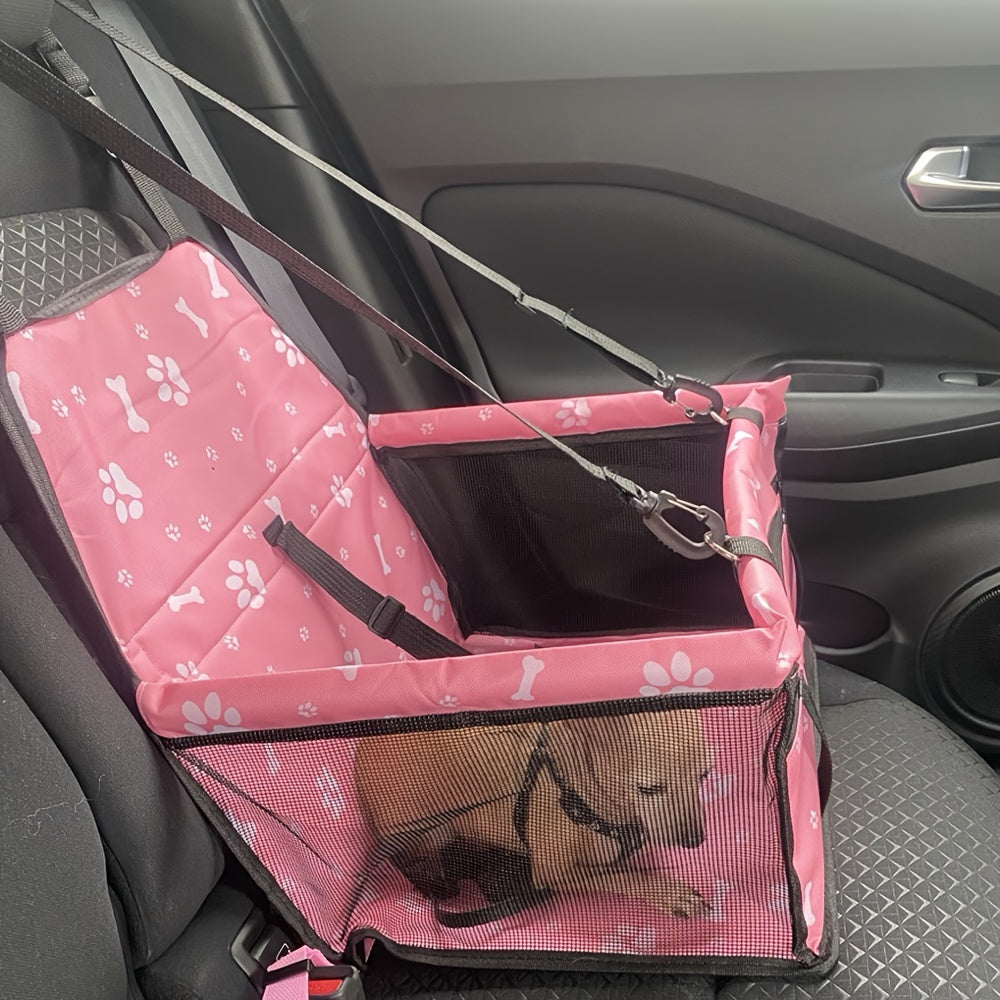 Dog Car Booster Seat & Travel Carrier – Oxford Breathable Foldable Washable Pet Car Seat with Safety Leash, Adjustable Straps & Elevated View for Small Dogs and Cats