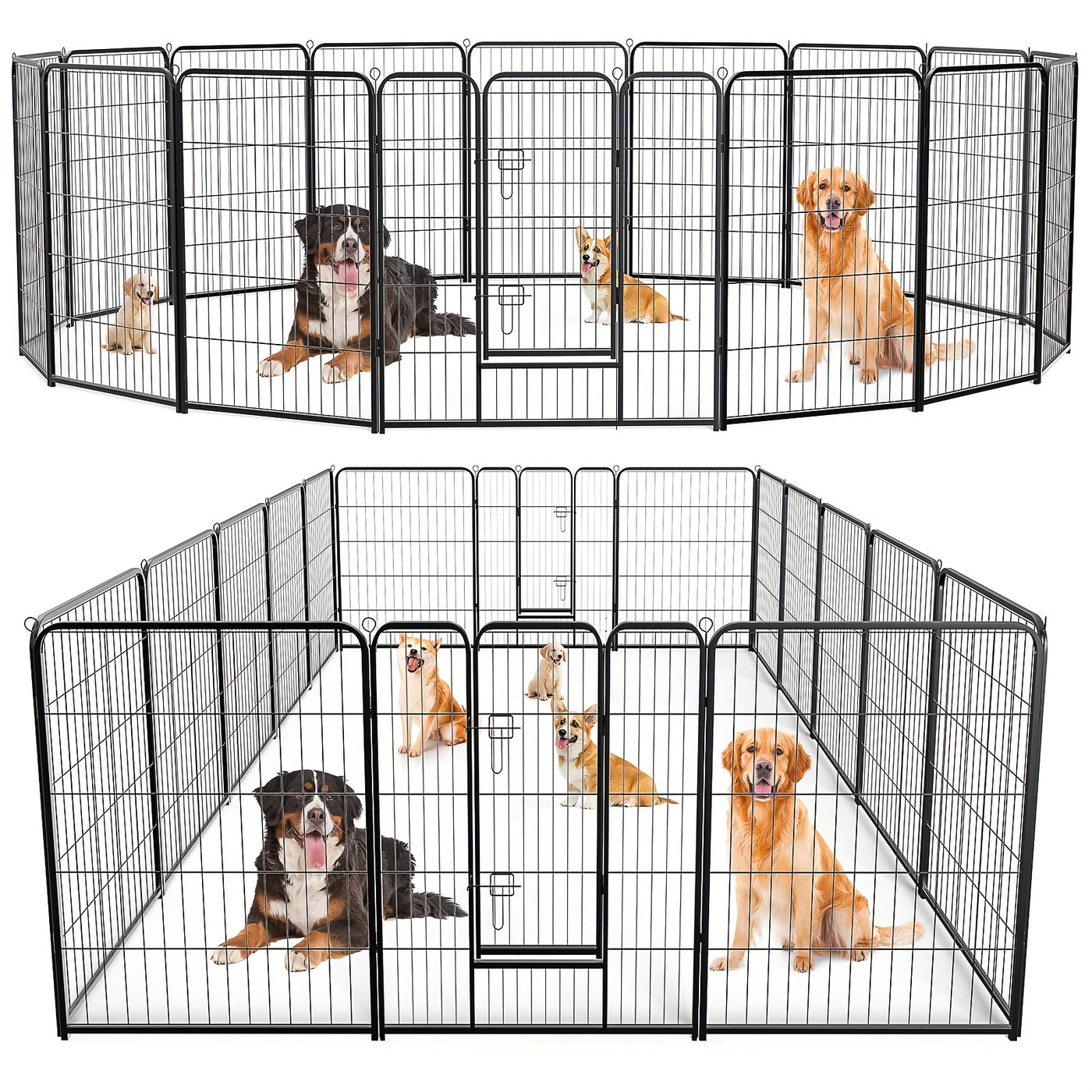Dog Playpen 8 & 16 Panels Heavy Duty – Portable Indoor Outdoor Pet Exercise Pen for Large Medium Small Dogs, Puppy, Rabbit – Foldable Yard Camping Fence
